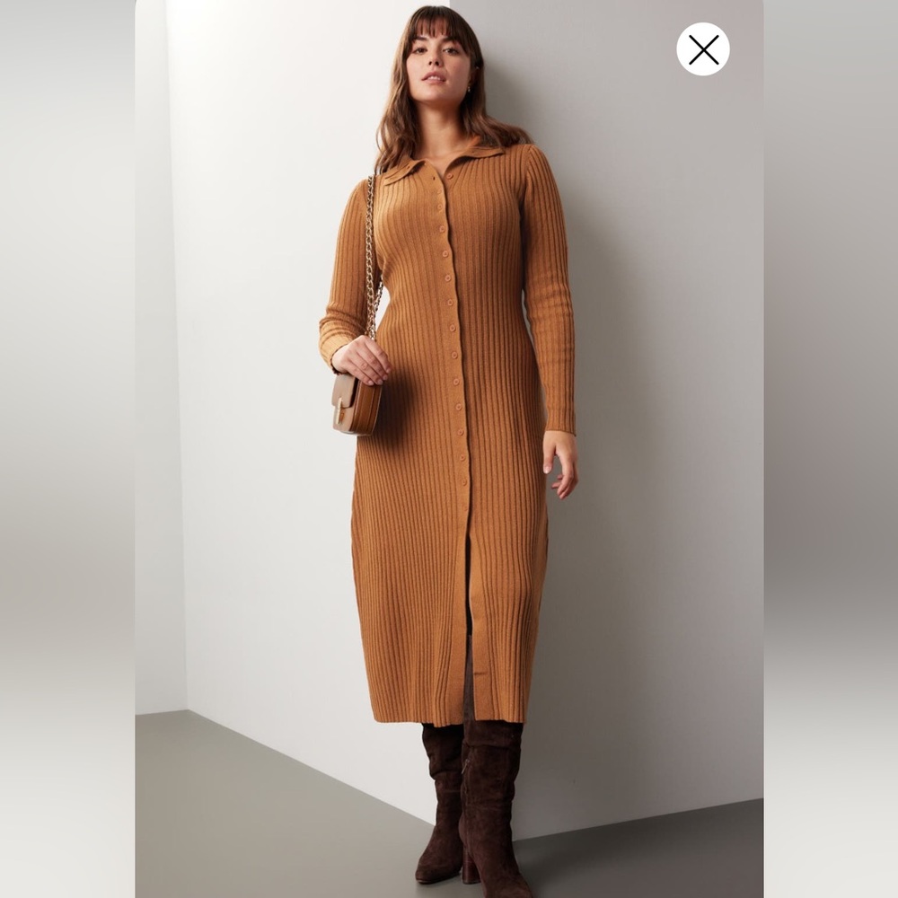 Thakoon Brown Long Sleeve Ribbed Dress